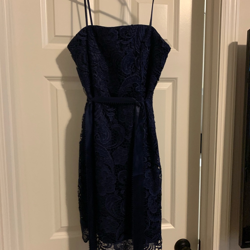 Adrianna Papell Navy Lace Cocktail Dress